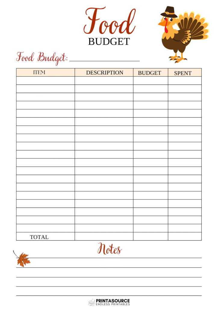 12 Thanksgiving planner page