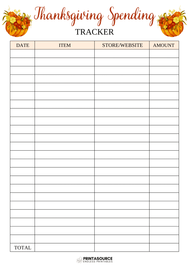 16 Thanksgiving planner page