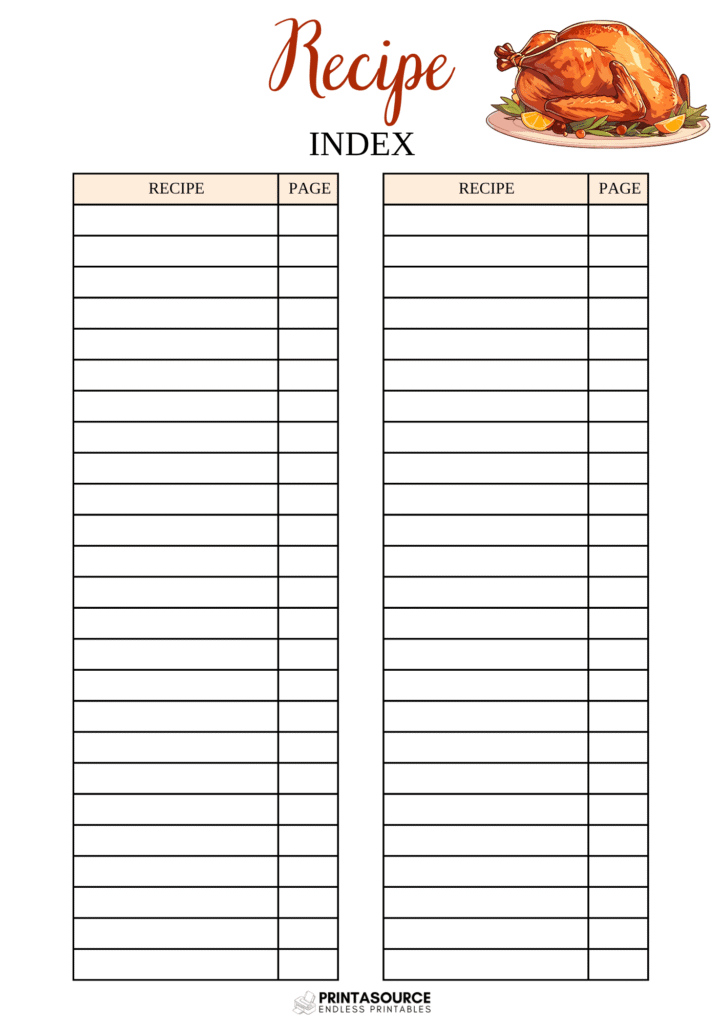 21 Thanksgiving planner page
