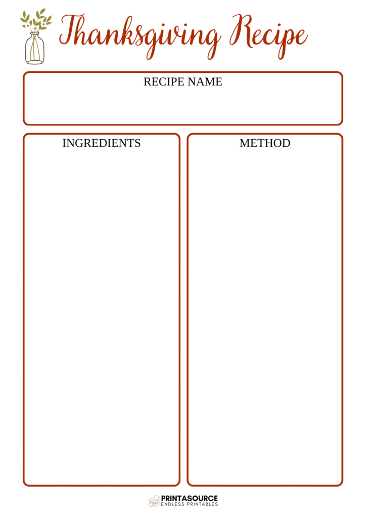 23 Thanksgiving planner page