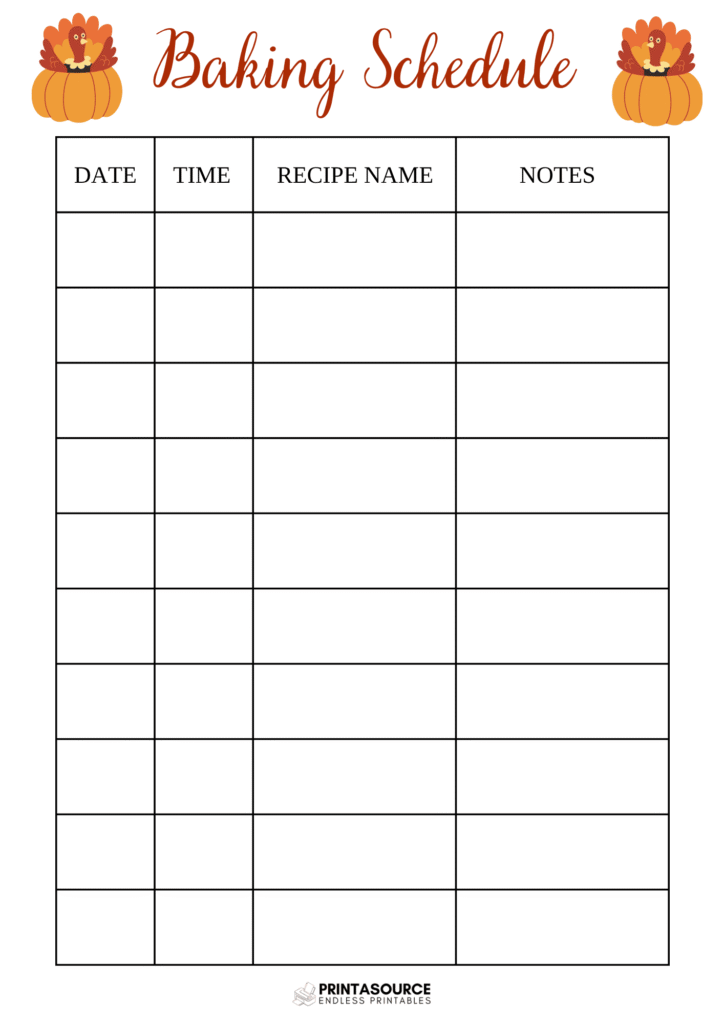 26 Thanksgiving planner page