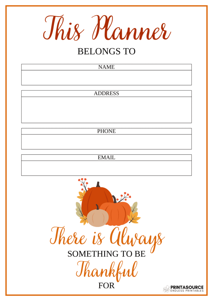 3 Thanksgiving planner page