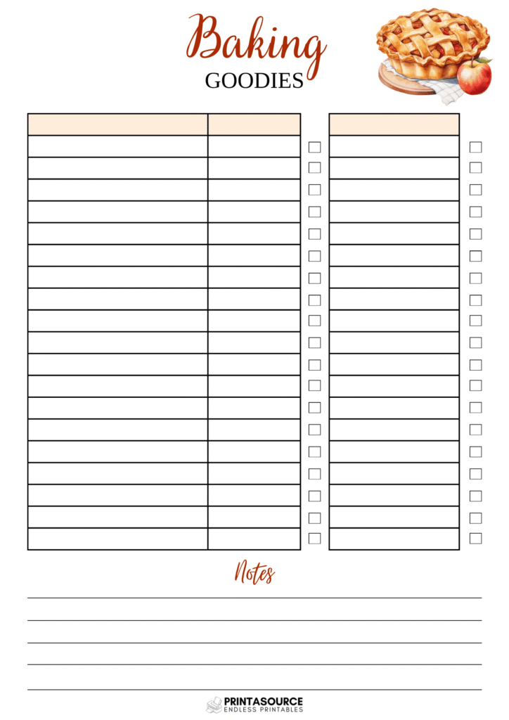 30 Thanksgiving planner page