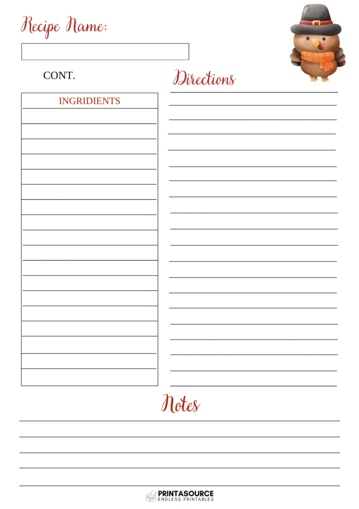 32 Thanksgiving planner page