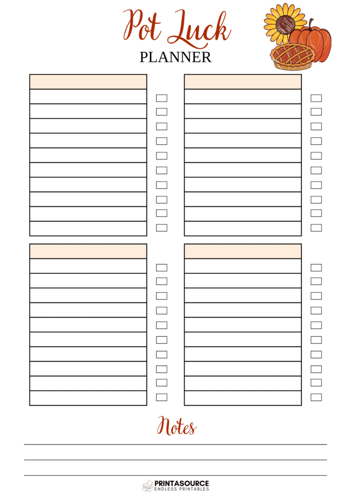 33 Thanksgiving planner page