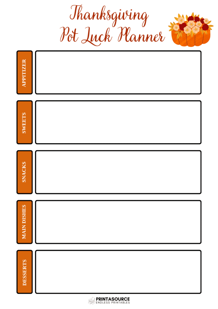 34 Thanksgiving planner page