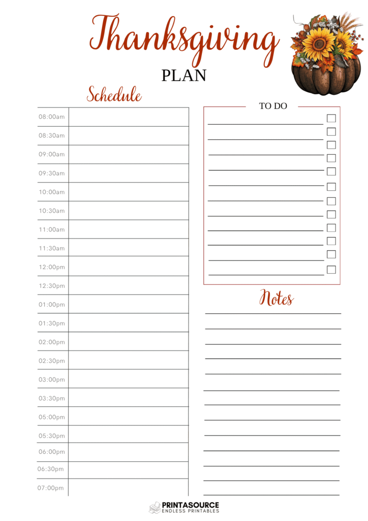 38 Thanksgiving planner page