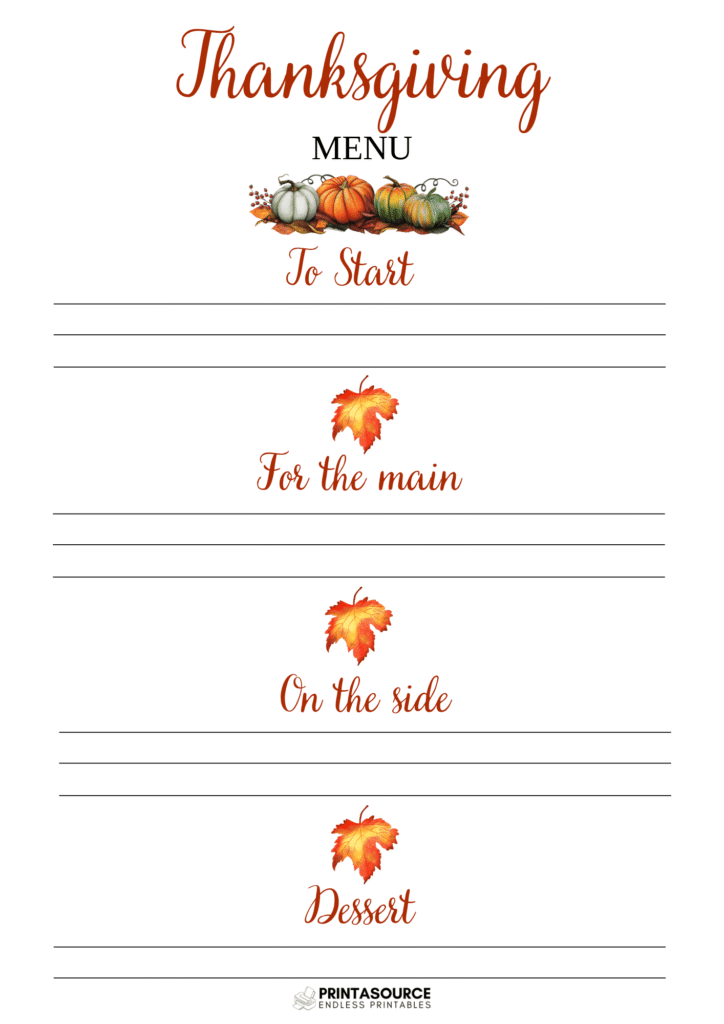 39 Thanksgiving planner page