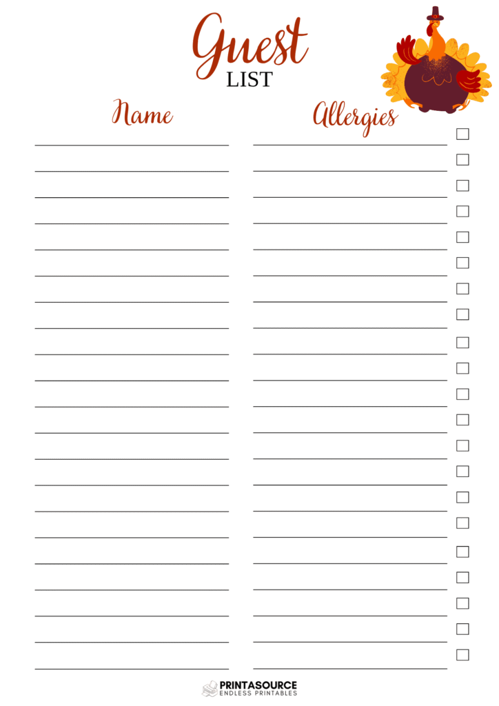 42 Thanksgiving planner page