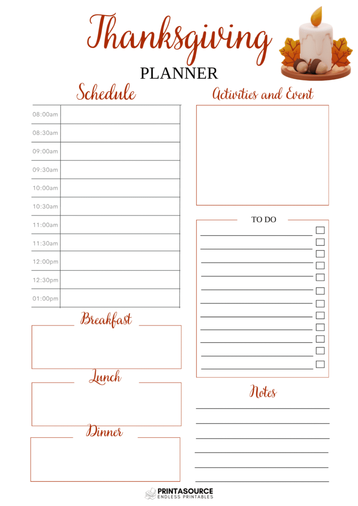 43 Thanksgiving planner page