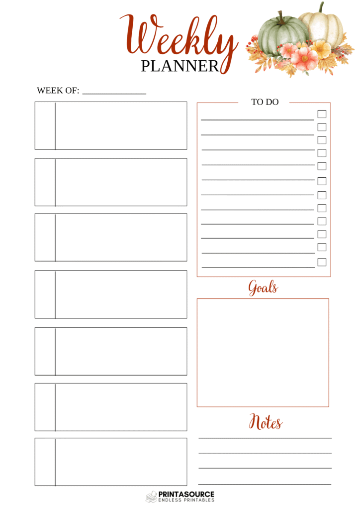 50 Thanksgiving planner page