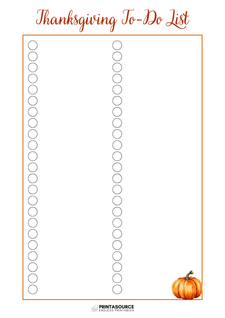 52 Thanksgiving planner page