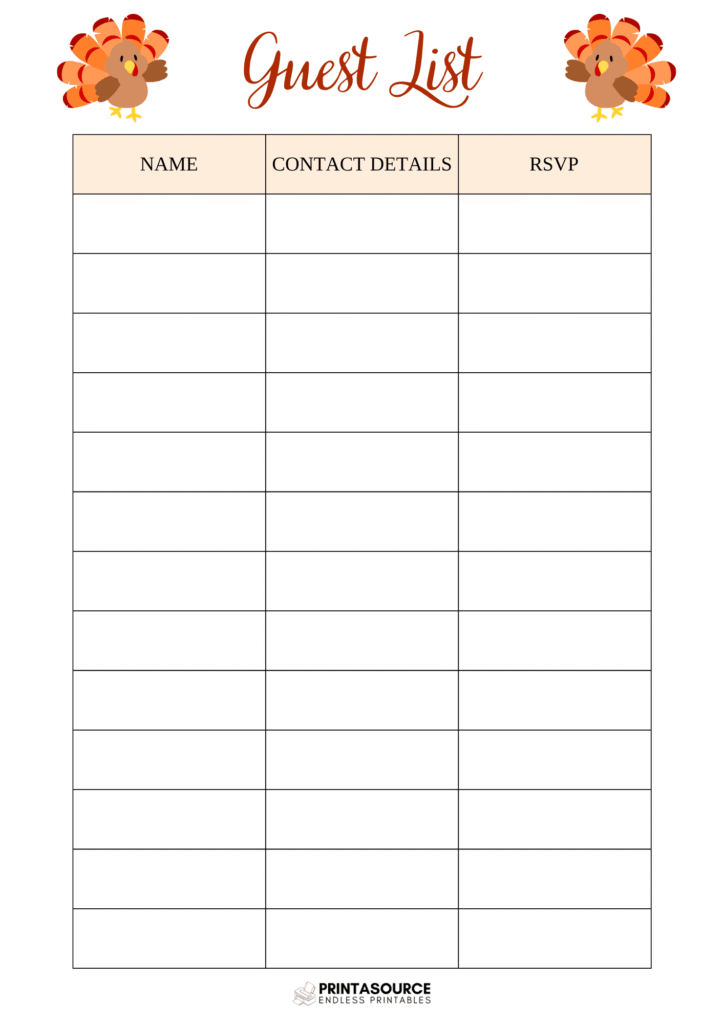 55 Thanksgiving planner page