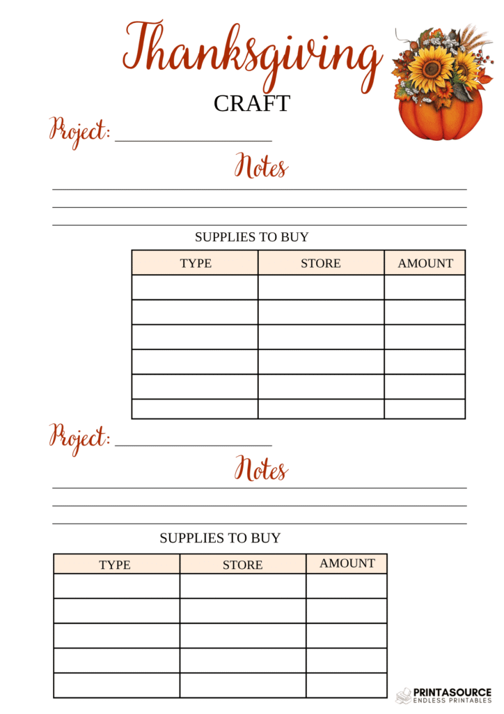 6 Thanksgiving planner page