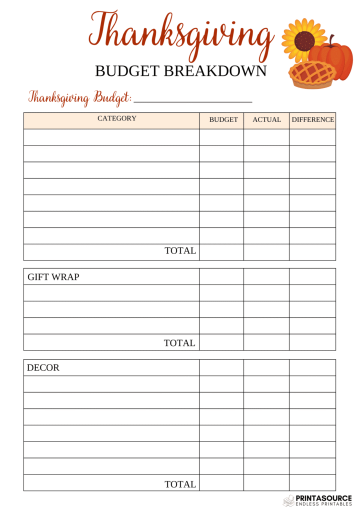 9 Thanksgiving planner page