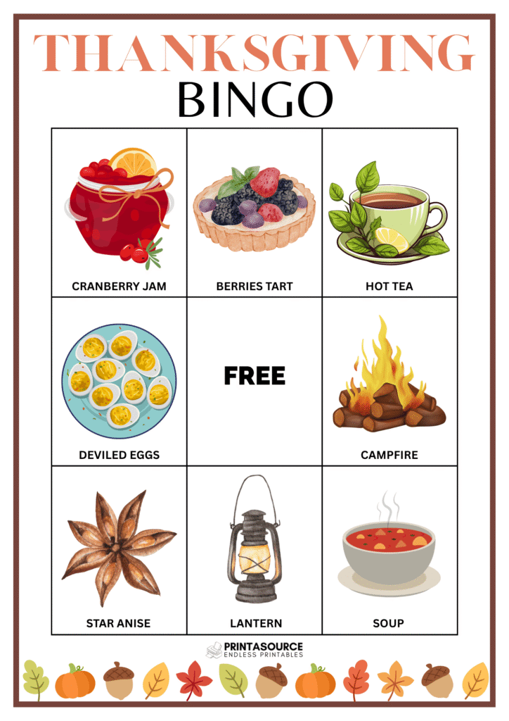 1 Thanksgiving Bingo Cards