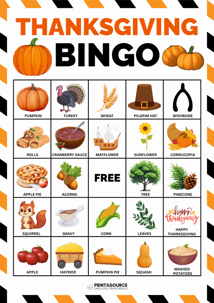 11 Thanksgiving Bingo Cards
