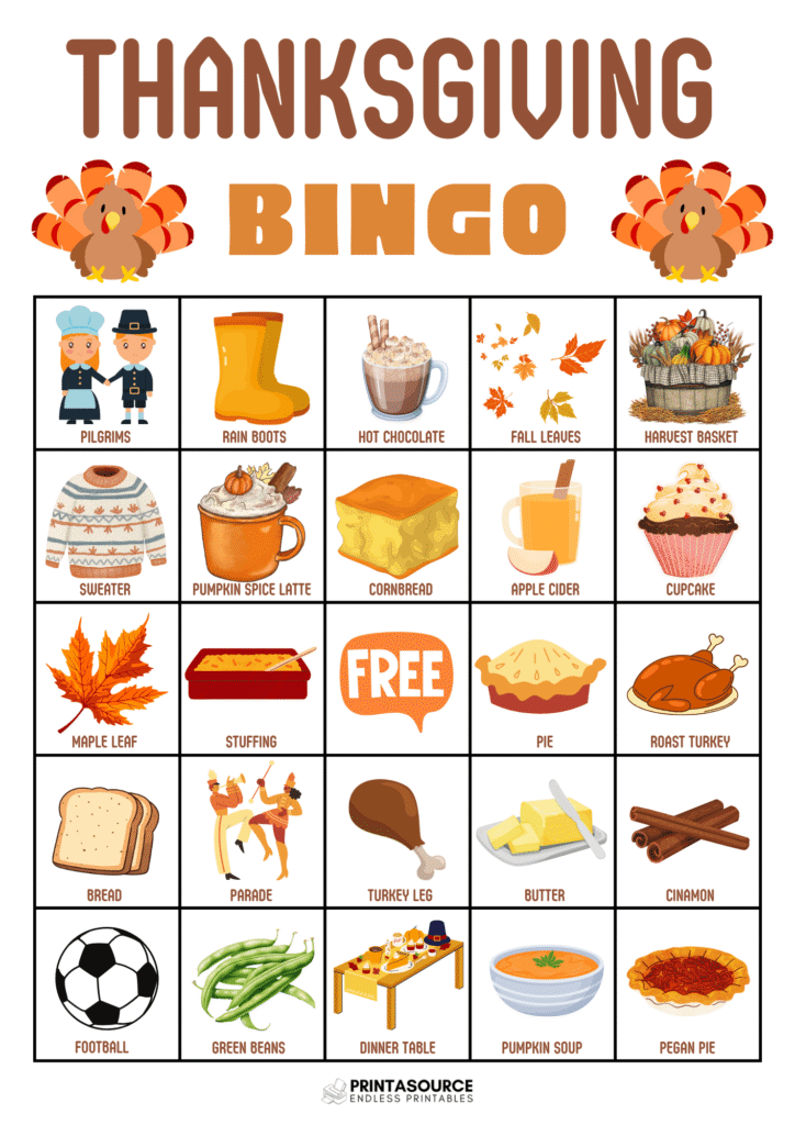 12 Thanksgiving Bingo Cards