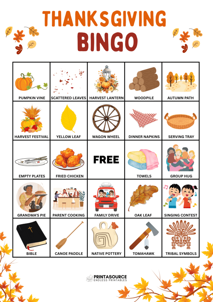 14 Thanksgiving Bingo Cards