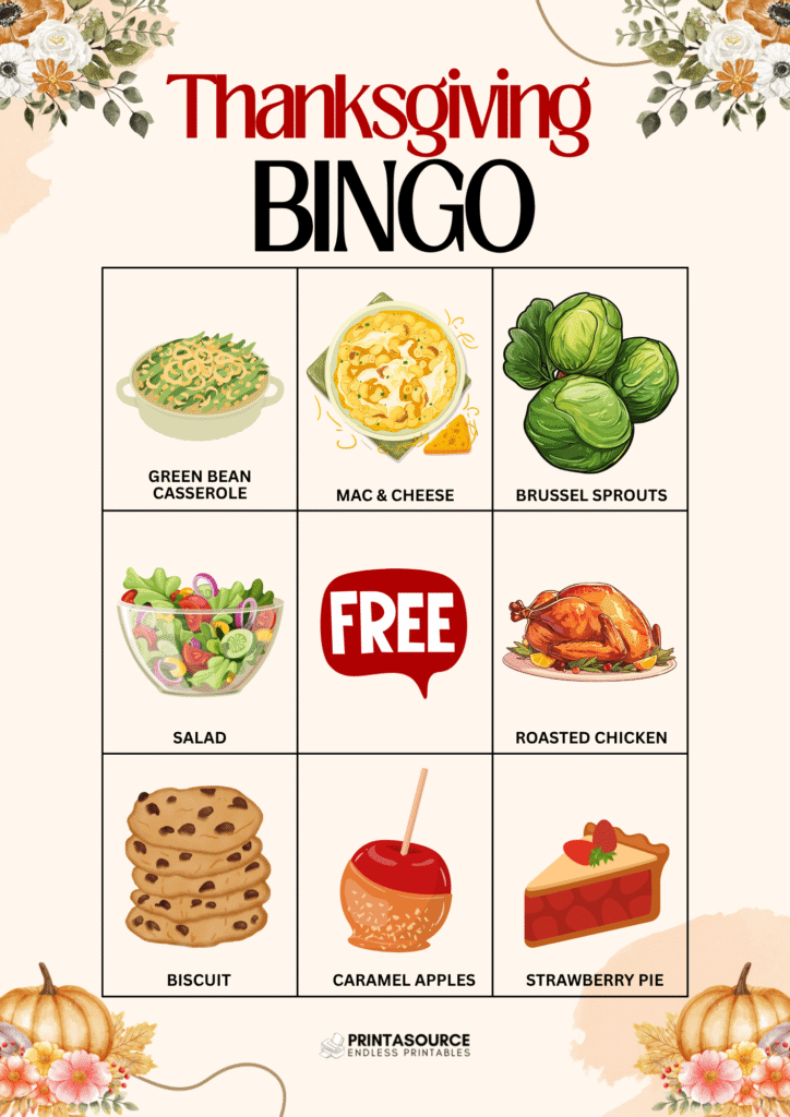 5 Thanksgiving Bingo Cards