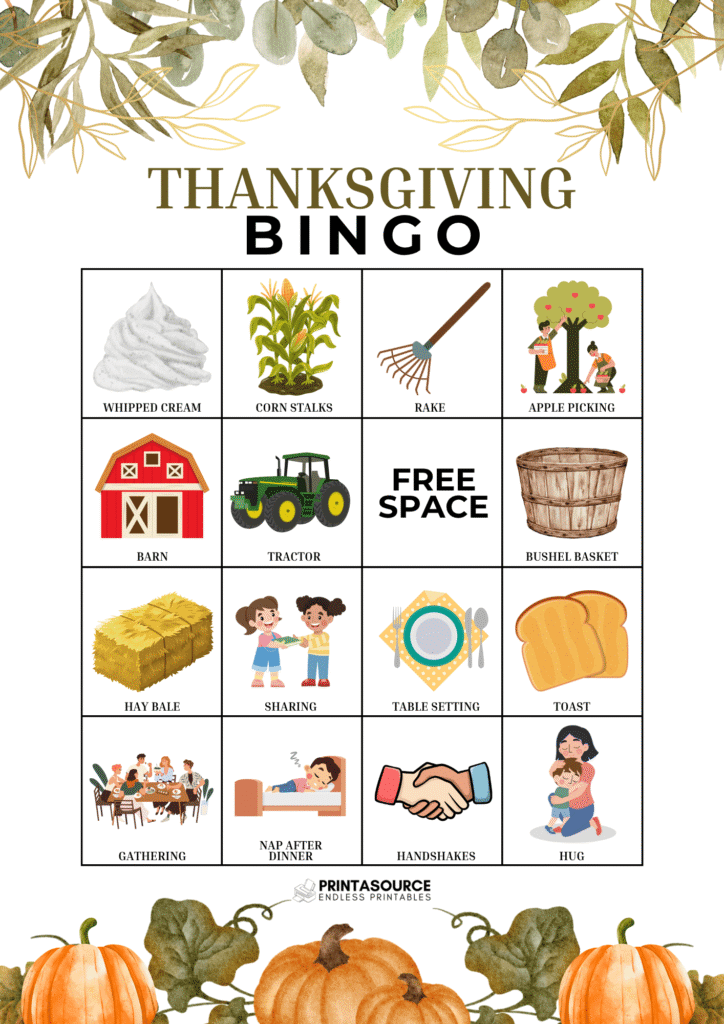 6 Thanksgiving Bingo Cards