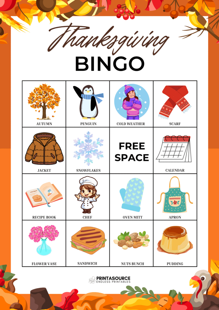 8 Thanksgiving Bingo Cards
